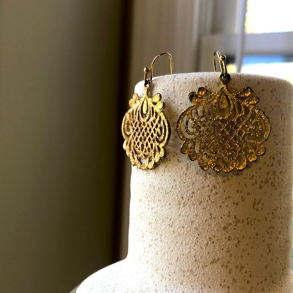 Delicate gold chandelier earrings